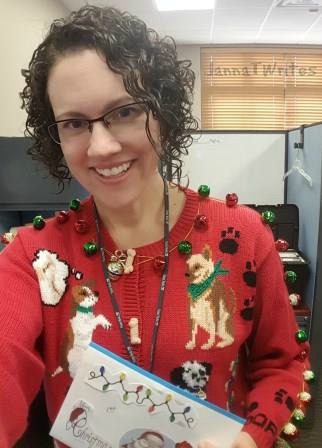I won the ugly sweater contest and received a generous gift card. Now that I think about it, I hope the votes were just for the sweater and not my hair!
